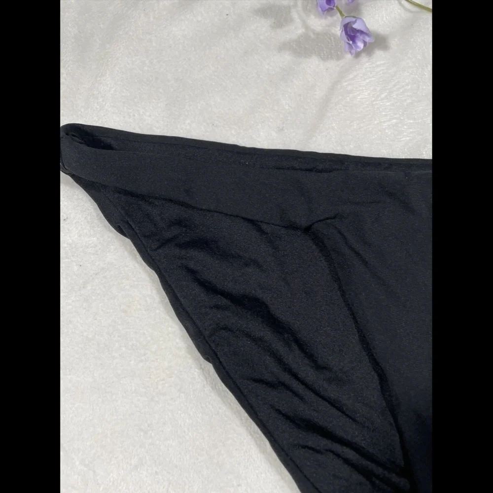 NEW $78 Robin Piccone Ava Bikini Bottoms‎ in Black [SZ Large ]